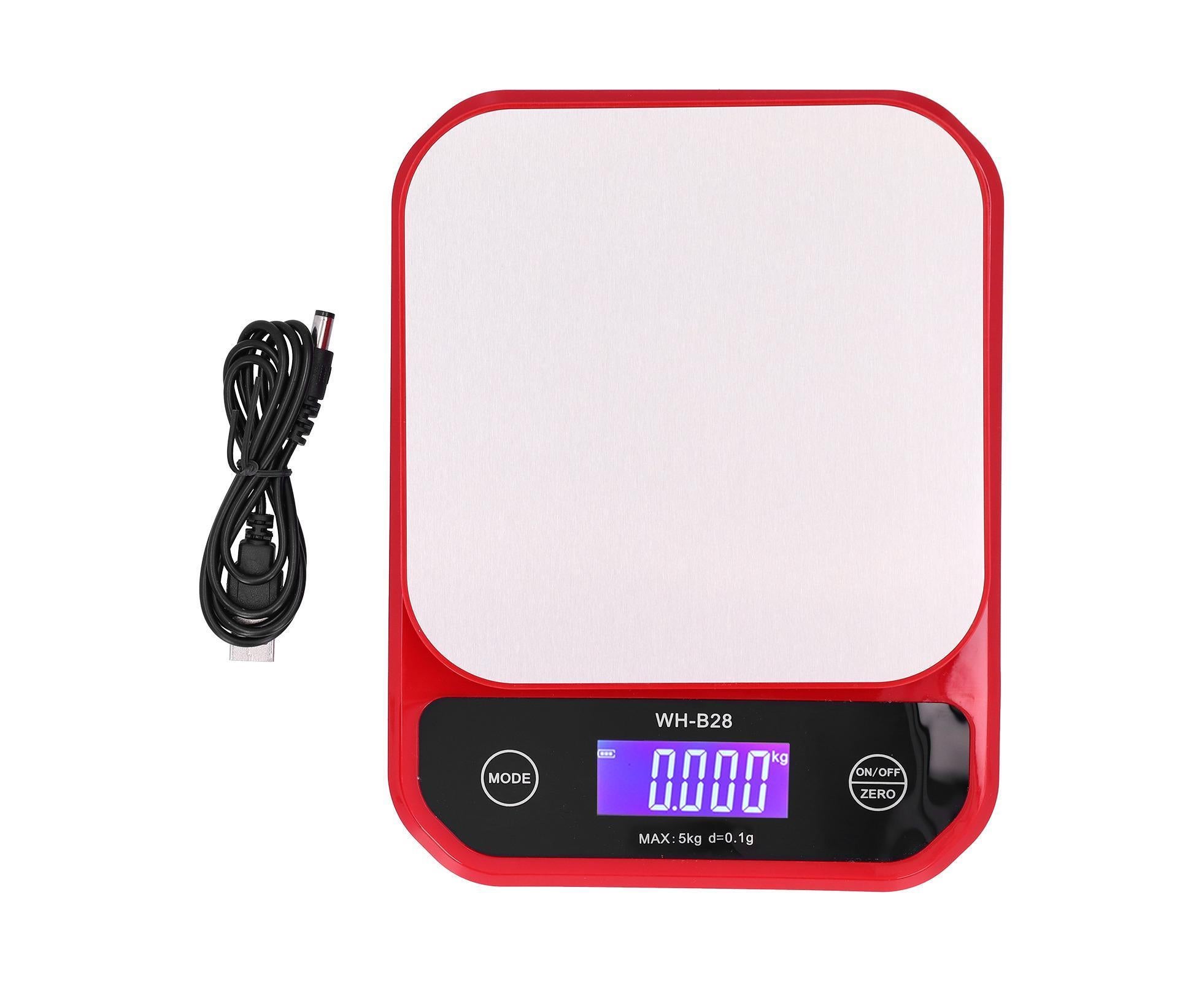 USB Charging Scale Waterproof Kitchen Baking Food Scale Electric Weight Measuring BalanceRed 5kg/0.1g - Image 1