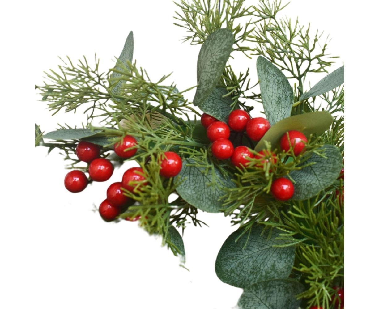 Artificial Christmas Wreath for Front Door Xmas Red Berry Wreath with Pine Needles Cones Winter Eucalyptus Wreath Christmas Decorations - 30CM - Image 4
