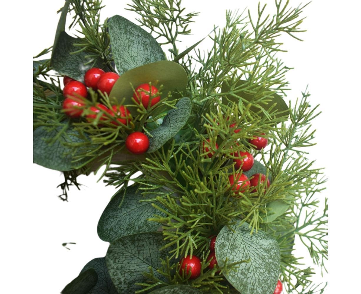 Artificial Christmas Wreath for Front Door Xmas Red Berry Wreath with Pine Needles Cones Winter Eucalyptus Wreath Christmas Decorations - 30CM - Image 5