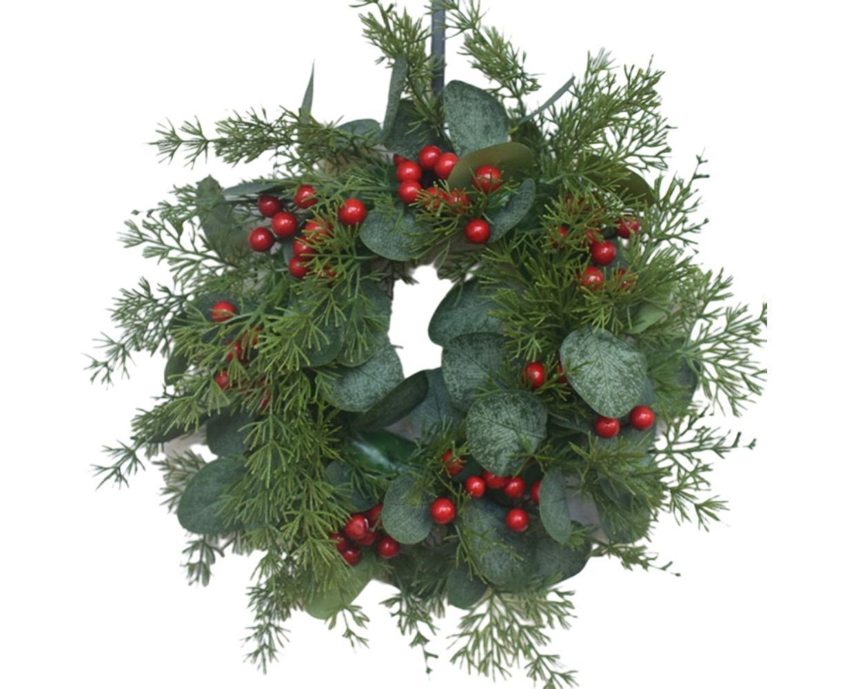 Artificial Christmas Wreath for Front Door Xmas Red Berry Wreath with Pine Needles Cones Winter Eucalyptus Wreath Christmas Decorations - 30CM - Image 7