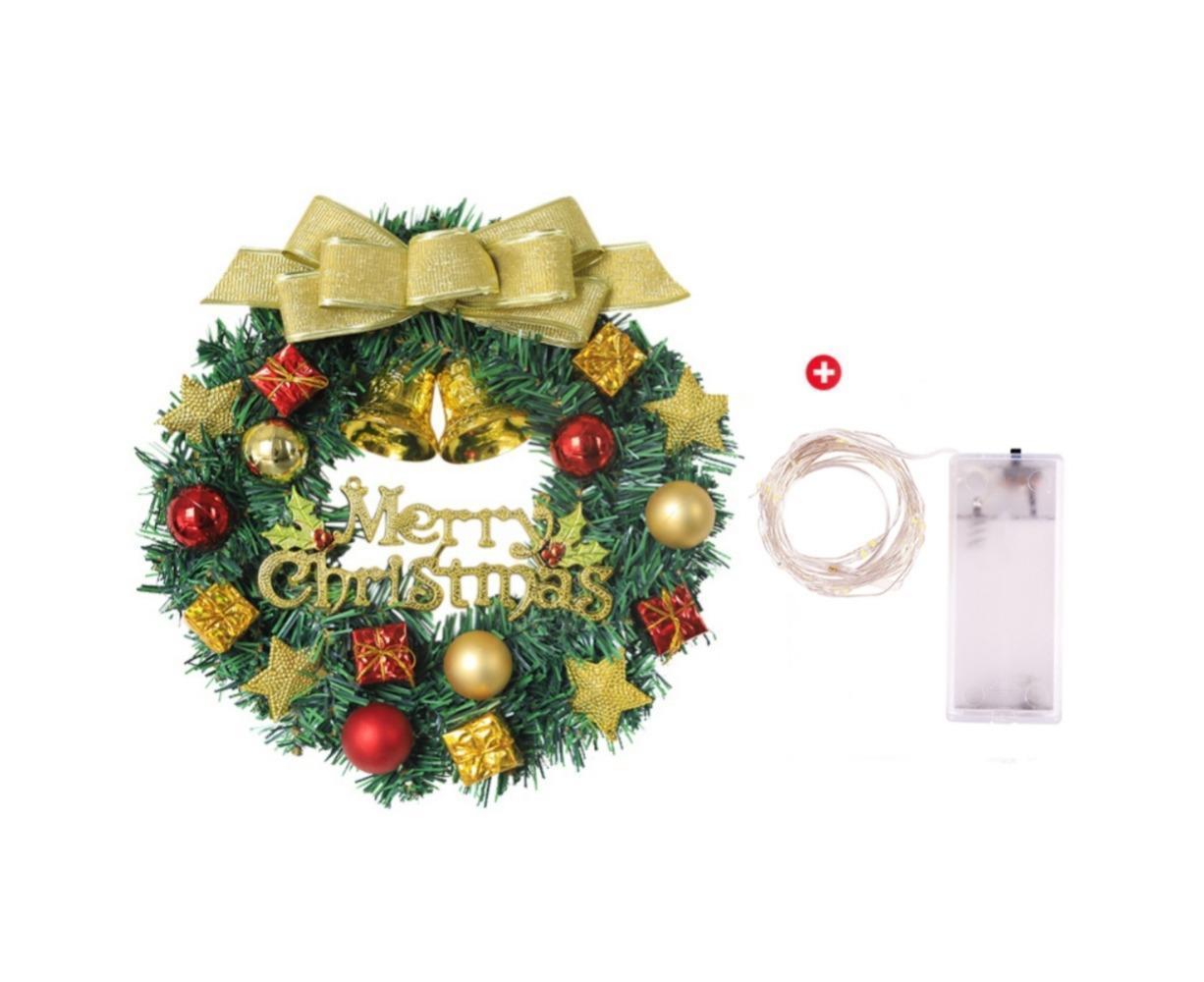 Artificial Christmas Wreath with Lights, Battery Operated Christmas Wreaths for Front Door,Christmas Decorations for Indoor and Outdoor - 30CM - Image 2