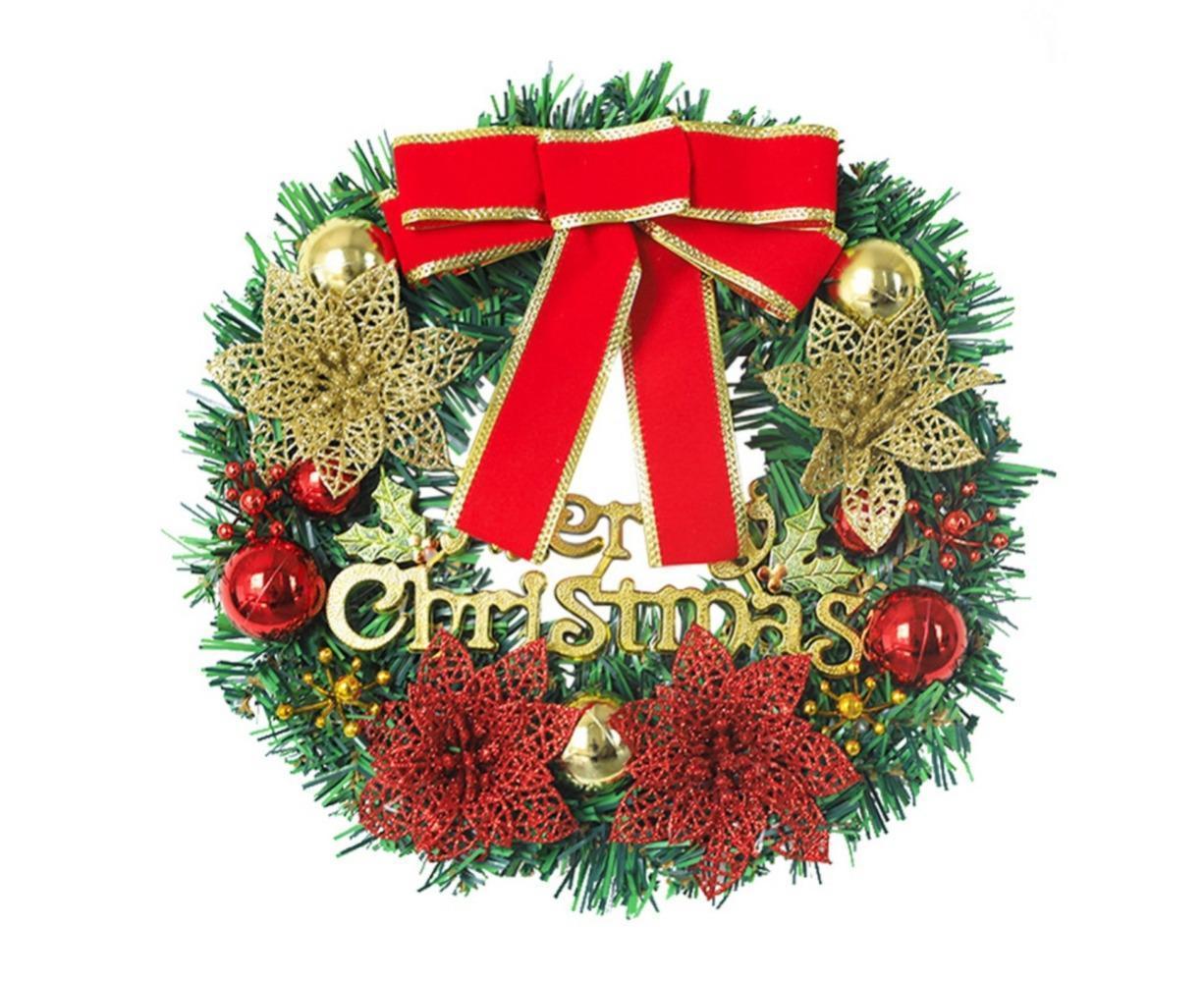 Artificial Christmas Wreath with Lights, Red Berry & Pine Cones, Battery Operated Christmas Wreaths for Front Door, Window, Christmas Decorations - 30CM - Image 1