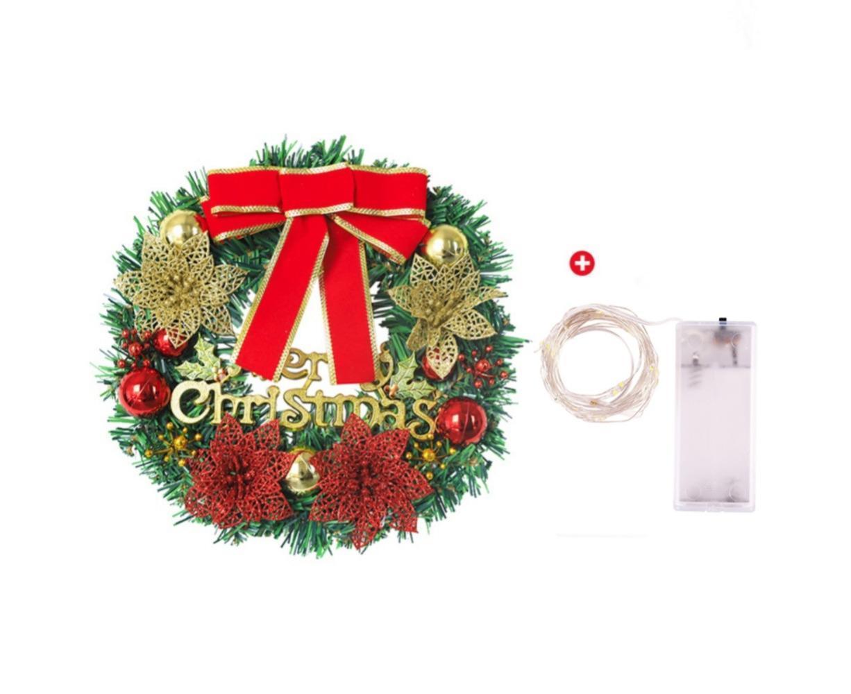 Artificial Christmas Wreath with Lights, Red Berry & Pine Cones, Battery Operated Christmas Wreaths for Front Door, Window, Christmas Decorations - 30CM - Image 2
