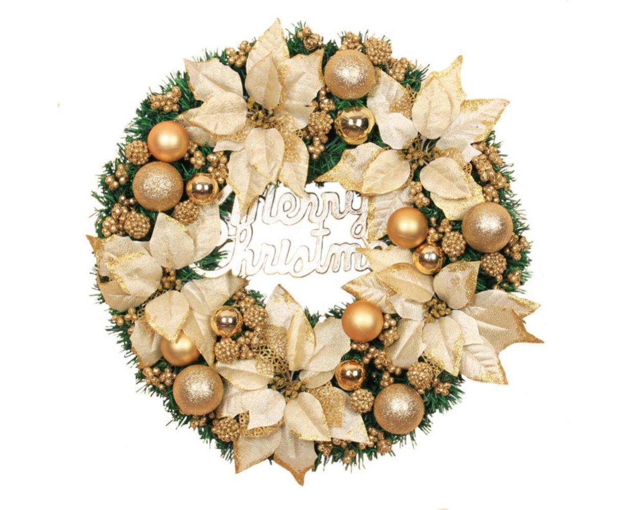 Christmas Ball Wreath Artificial Christmas Wreath Garland Decoration Home Party Decor Xmas Front Door Decorative Hanging - gold - 30cm - Image 1