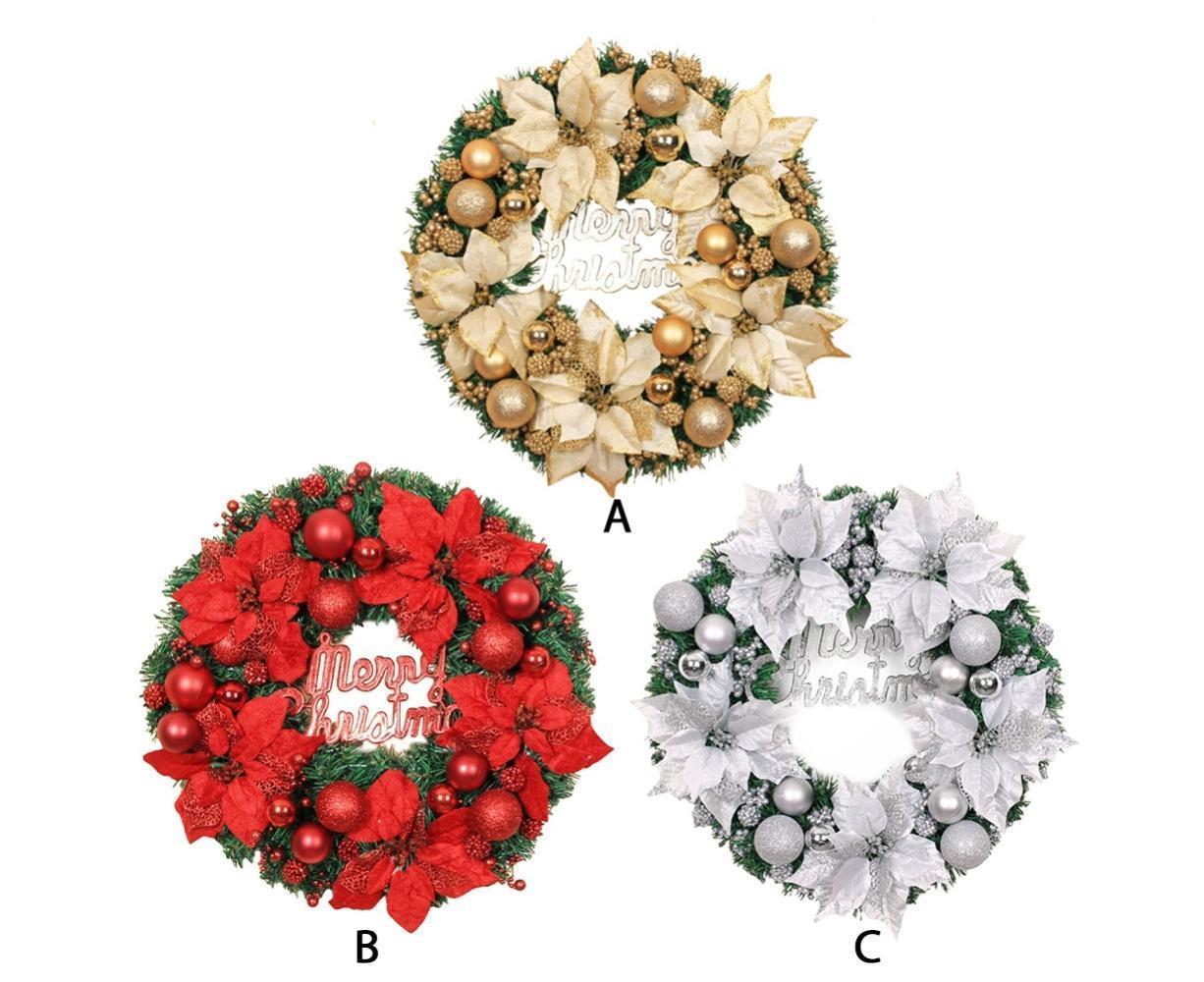 Christmas Ball Wreath Artificial Christmas Wreath Garland Decoration Home Party Decor Xmas Front Door Decorative Hanging - gold - 30cm - Image 6
