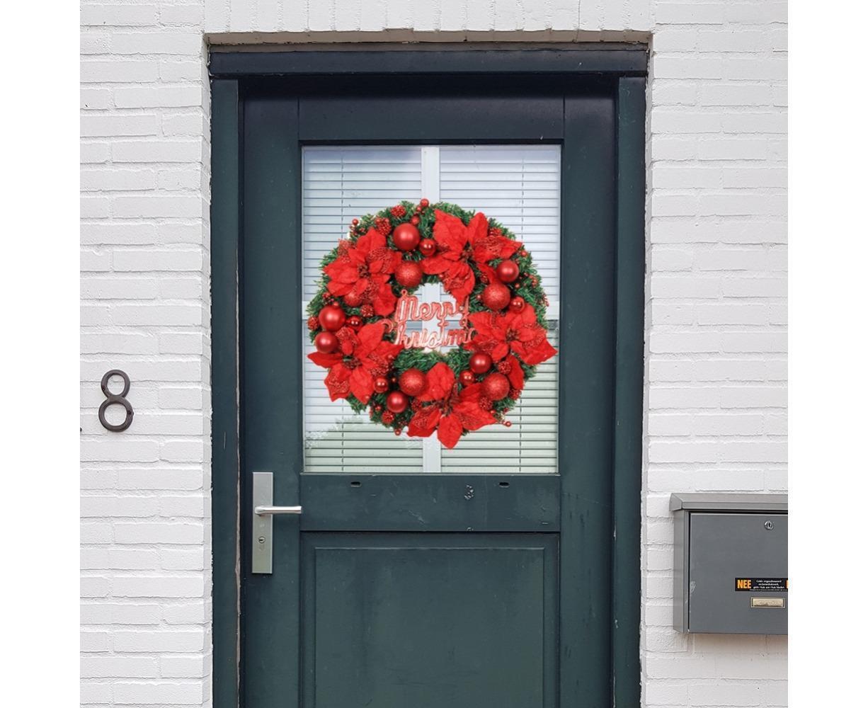Christmas Ball Wreath Artificial Christmas Wreath Garland Decoration Home Party Decor Xmas Front Door Decorative Hanging - red - 30cm - Image 3