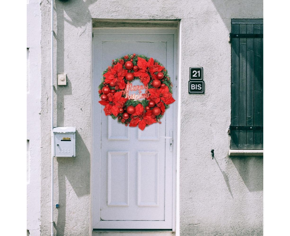 Christmas Ball Wreath Artificial Christmas Wreath Garland Decoration Home Party Decor Xmas Front Door Decorative Hanging - silver - 30cm - Image 4
