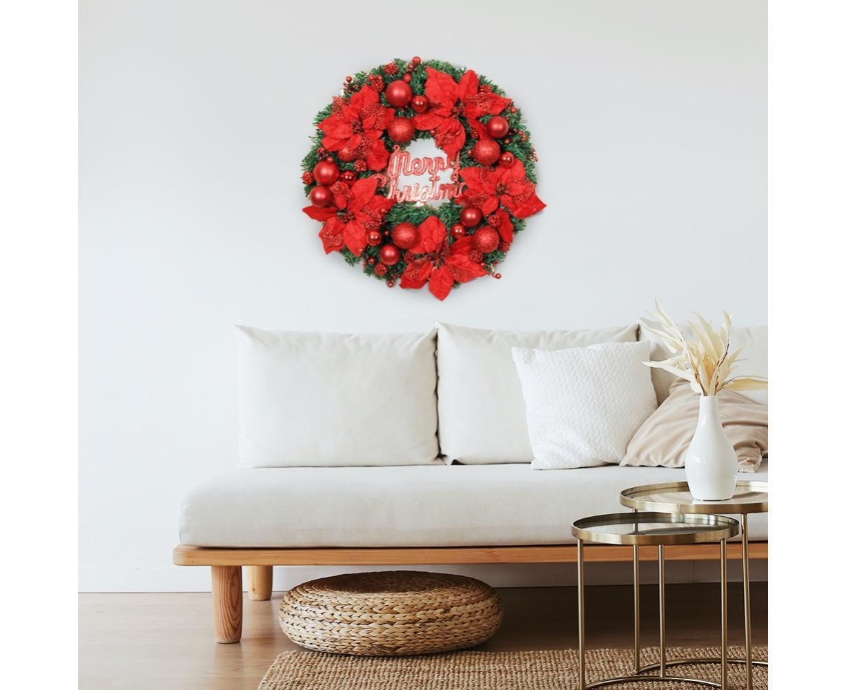 Christmas Ball Wreath Artificial Christmas Wreath Garland Decoration Home Party Decor Xmas Front Door Decorative Hanging - silver - 30cm - Image 5