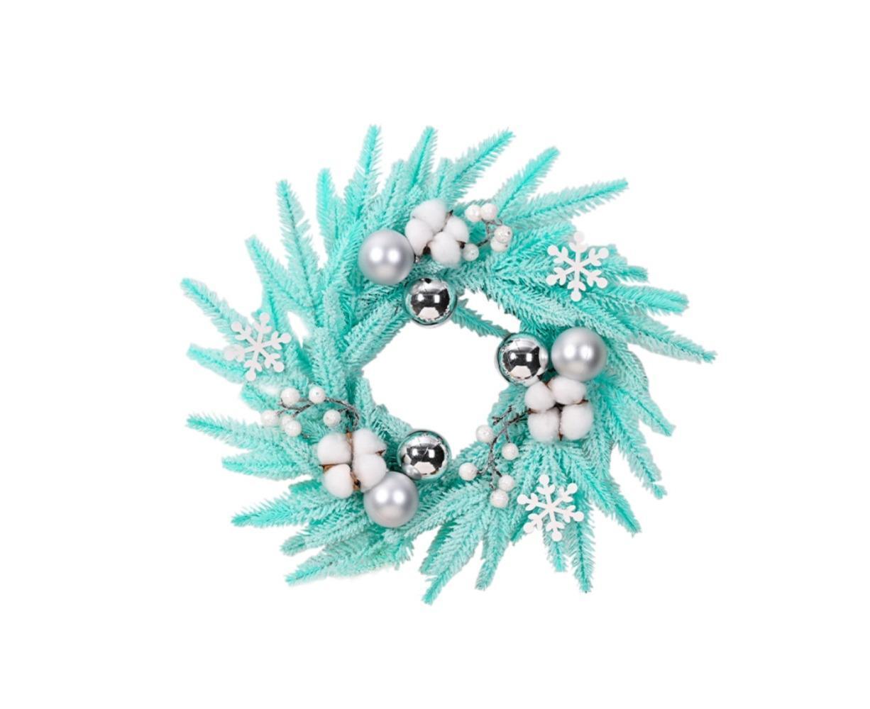Christmas Ball Wreath Xmas Wreaths Ornaments Glitter Thicken Shatterproof Garland Decoration for Door Wall Mantel Decor - Blue - Image 1
