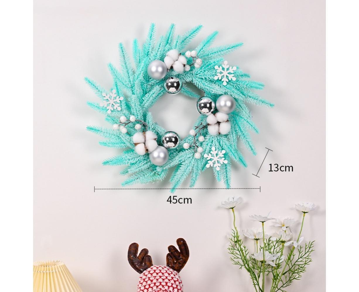 Christmas Ball Wreath Xmas Wreaths Ornaments Glitter Thicken Shatterproof Garland Decoration for Door Wall Mantel Decor - Blue - Image 2