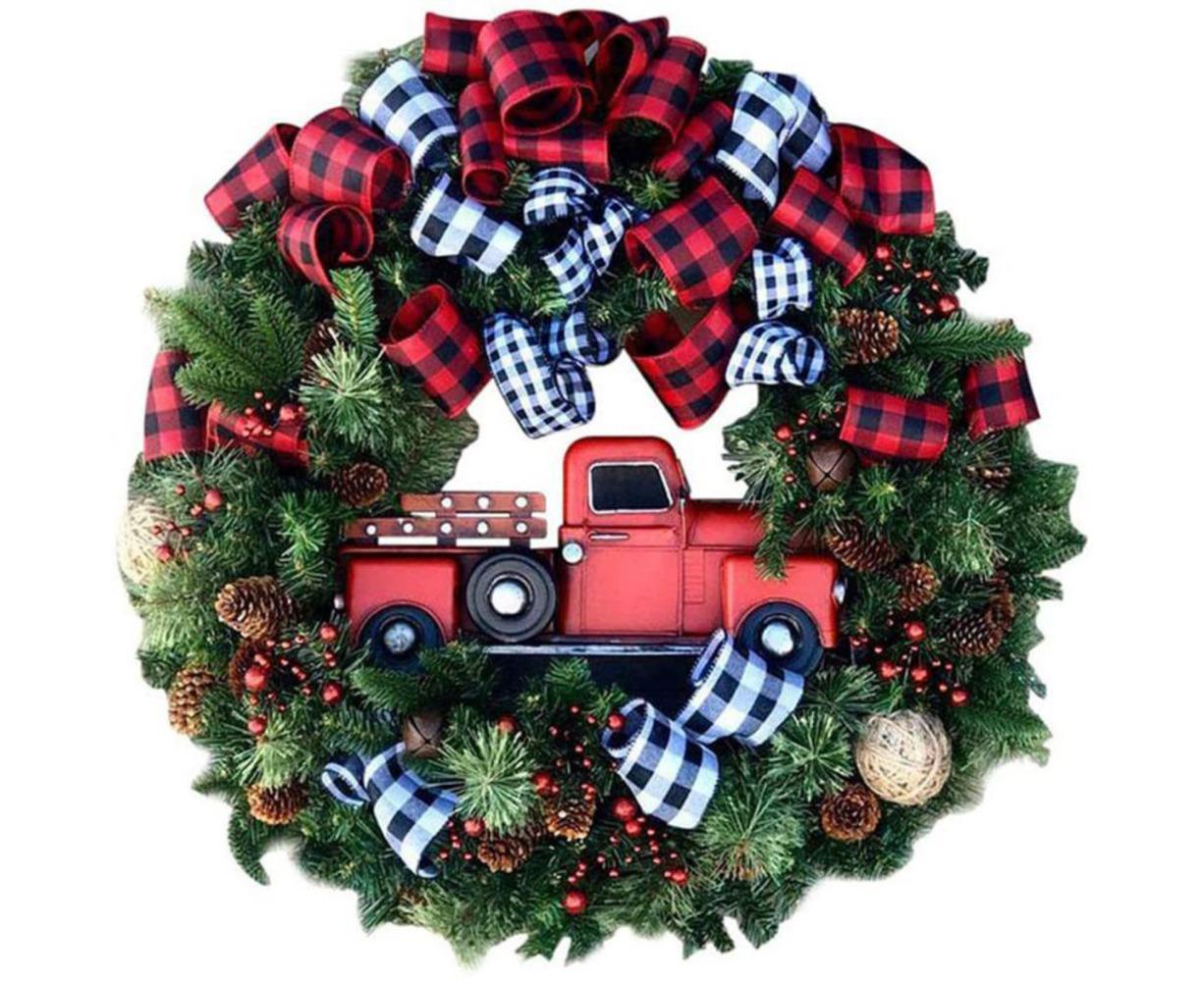 Christmas Wreath for Car, Truck or Festival Decoration LED Artificial Christmas Car Wreath - 25cm - Image 1