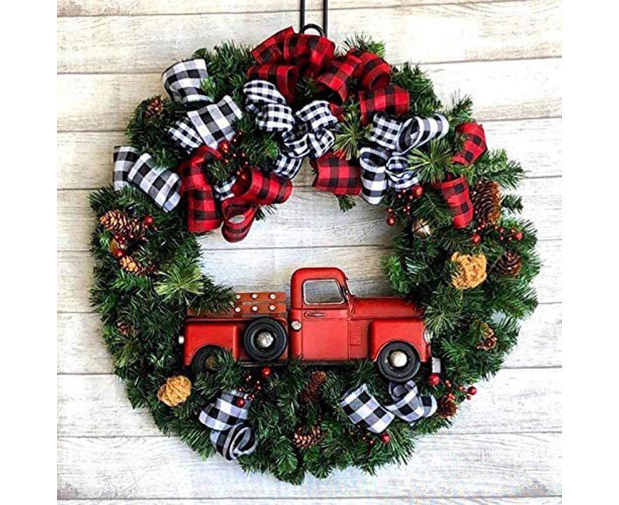 Christmas Wreath for Car, Truck or Festival Decoration LED Artificial Christmas Car Wreath - 25cm - Image 5