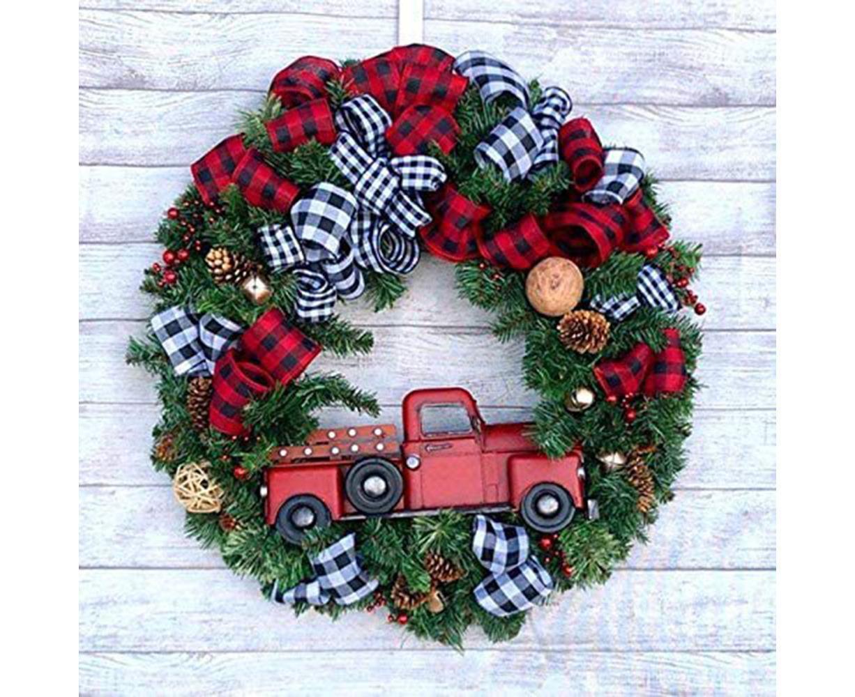 Christmas Wreath for Car, Truck or Festival Decoration LED Artificial Christmas Car Wreath - 25cm - Image 6