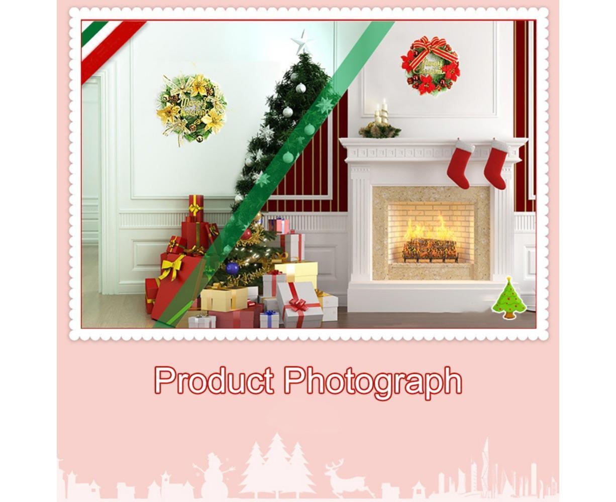 Christmas Wreath Merry Christmas Front Door Ornament Wall Artificial Pine Garland for Party Decor - gold - 30cm - Image 8