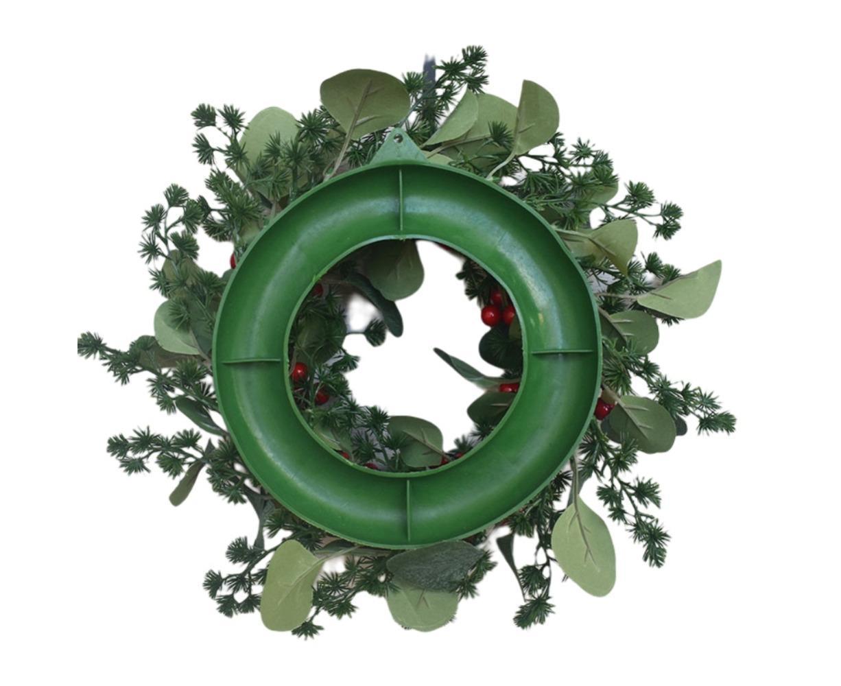 Christmas Wreath Winter Wreath with Red Jingle Bells and Berries Door Wreath with Artificial Snow Christmas Decorations with Pine Branches - 30CM - Image 3