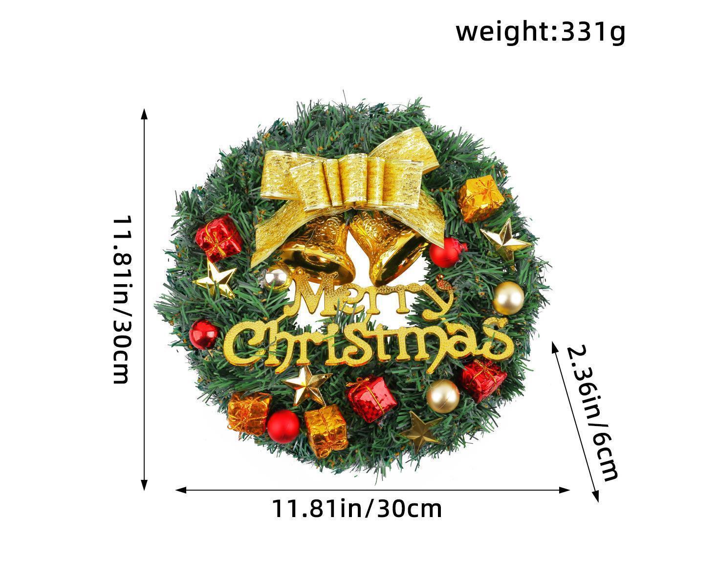 Christmas Wreath with Pinecones Red Berries, Red Bowknot Lighted Christmas Wreath for Winter Holidays Home Decoration - 30CM - Image 2