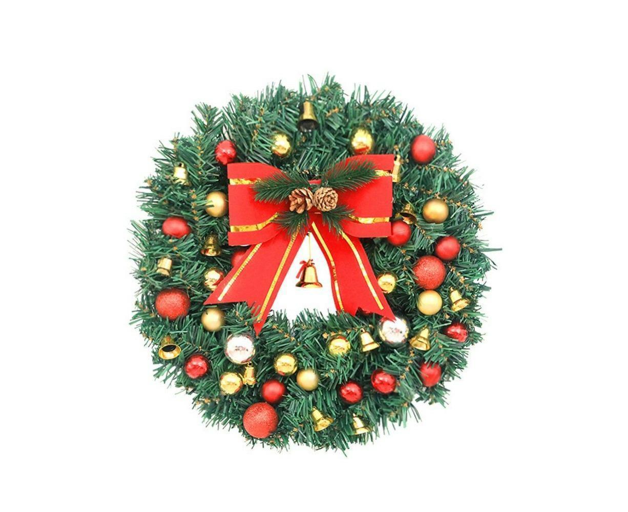 Christmas Wreath, Artificial Winter Christmas Red Wreath, Front Door Christmas Wreath for Indoor Outdoor Home Office Wall Wedding - B - 40cm - Image 1