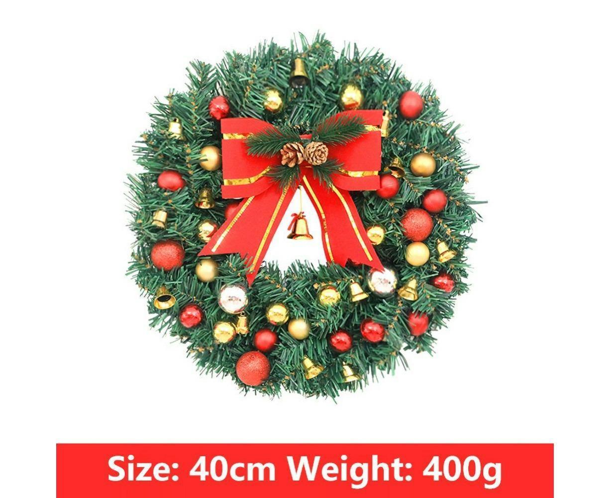Christmas Wreath, Artificial Winter Christmas Red Wreath, Front Door Christmas Wreath for Indoor Outdoor Home Office Wall Wedding - B - 40cm - Image 3