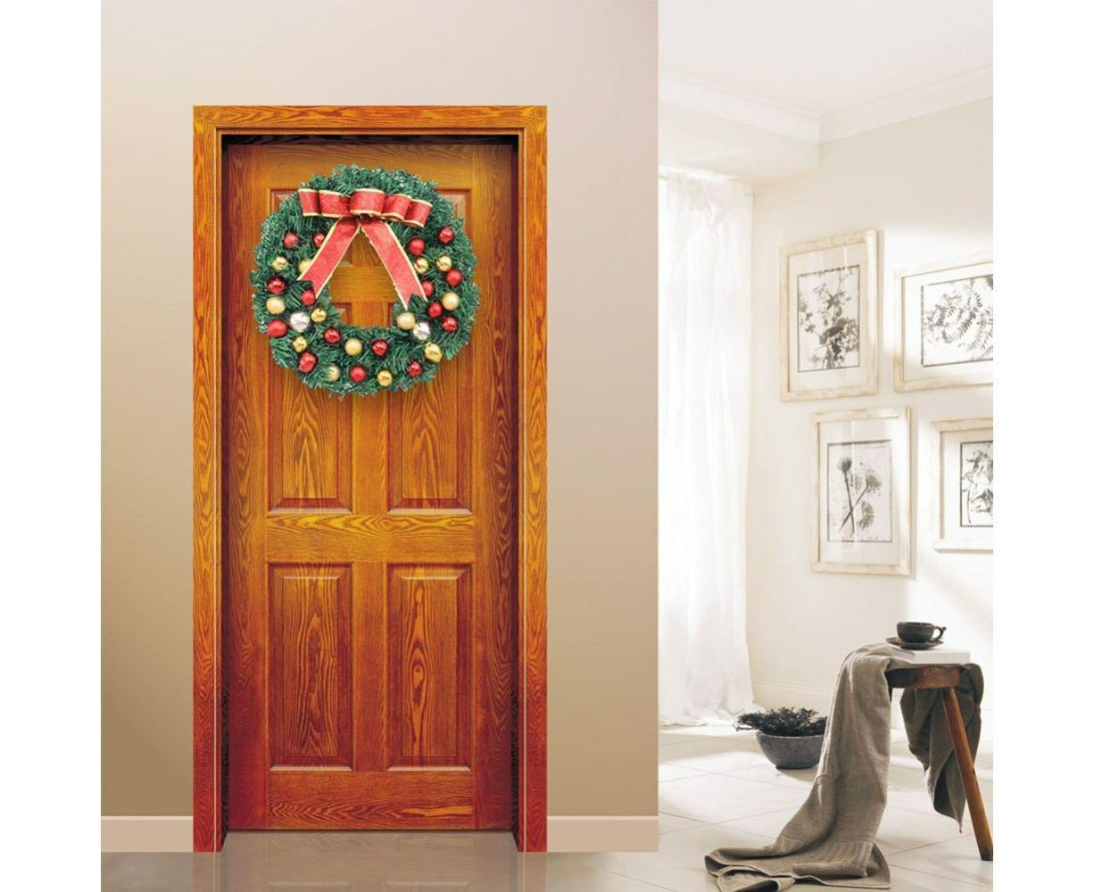 Christmas Wreath, Artificial Winter Christmas Red Wreath, Front Door Christmas Wreath for Indoor Outdoor Home Office Wall Wedding - B - 40cm - Image 5