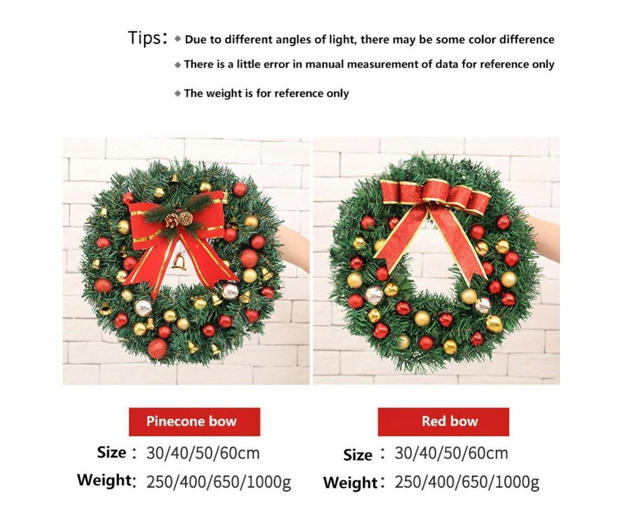 Christmas Wreath, Artificial Winter Christmas Red Wreath, Front Door Christmas Wreath for Indoor Outdoor Home Office Wall Wedding - B - 40cm - Image 7