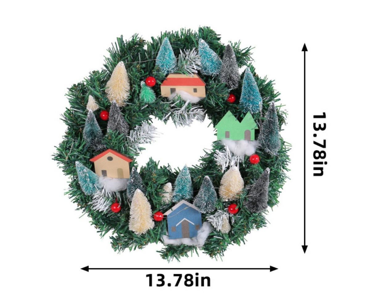 Christmas Wreath, Green, Crestwood Spruce, White Lights, Decorated with Pine Cones, Berry Clusters, Frosted Branches, Christmas Collection - 35CM - Image 4