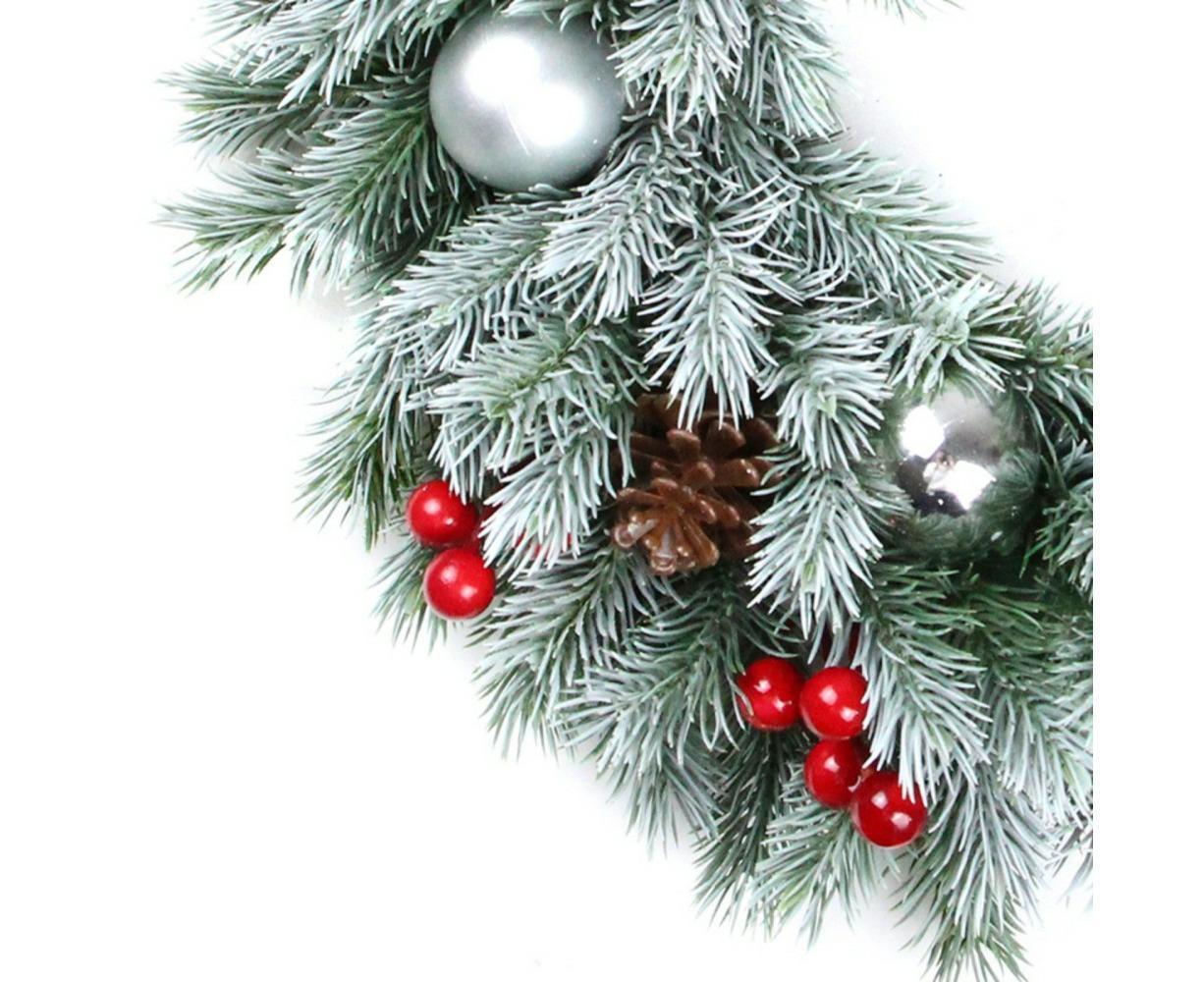 Christmas Wreaths for Front Door Xmas Art Decorations Thanksgiving Day Indoor Outdoor Home Decorative Wreath Red Flowers Pine Cones Fruits - 35CM - Image 4