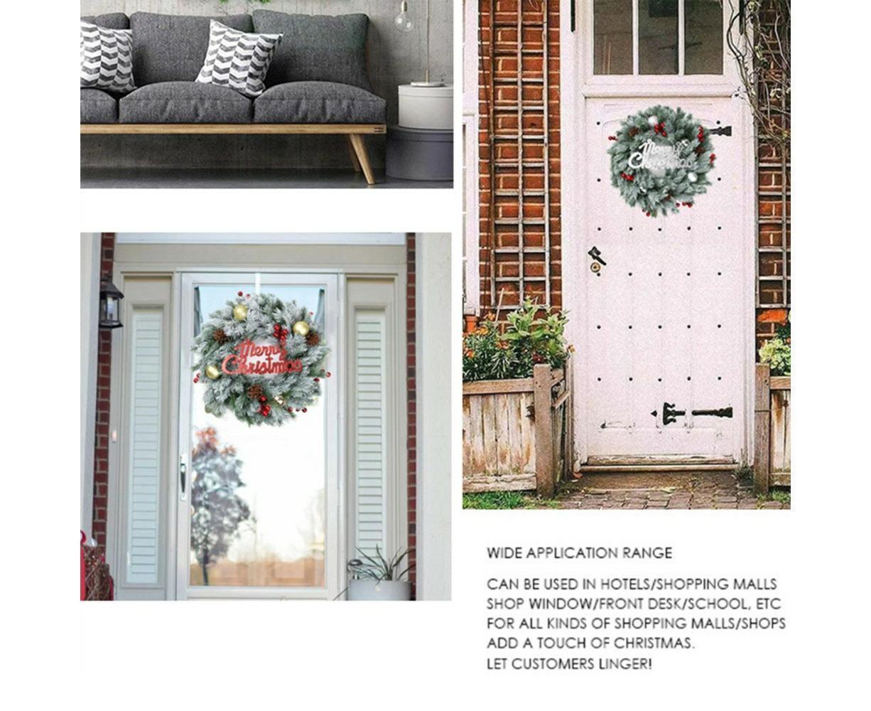 Christmas Wreaths for Front Door Xmas Art Decorations Thanksgiving Day Indoor Outdoor Home Decorative Wreath Red Flowers Pine Cones Fruits - 35CM - Image 6