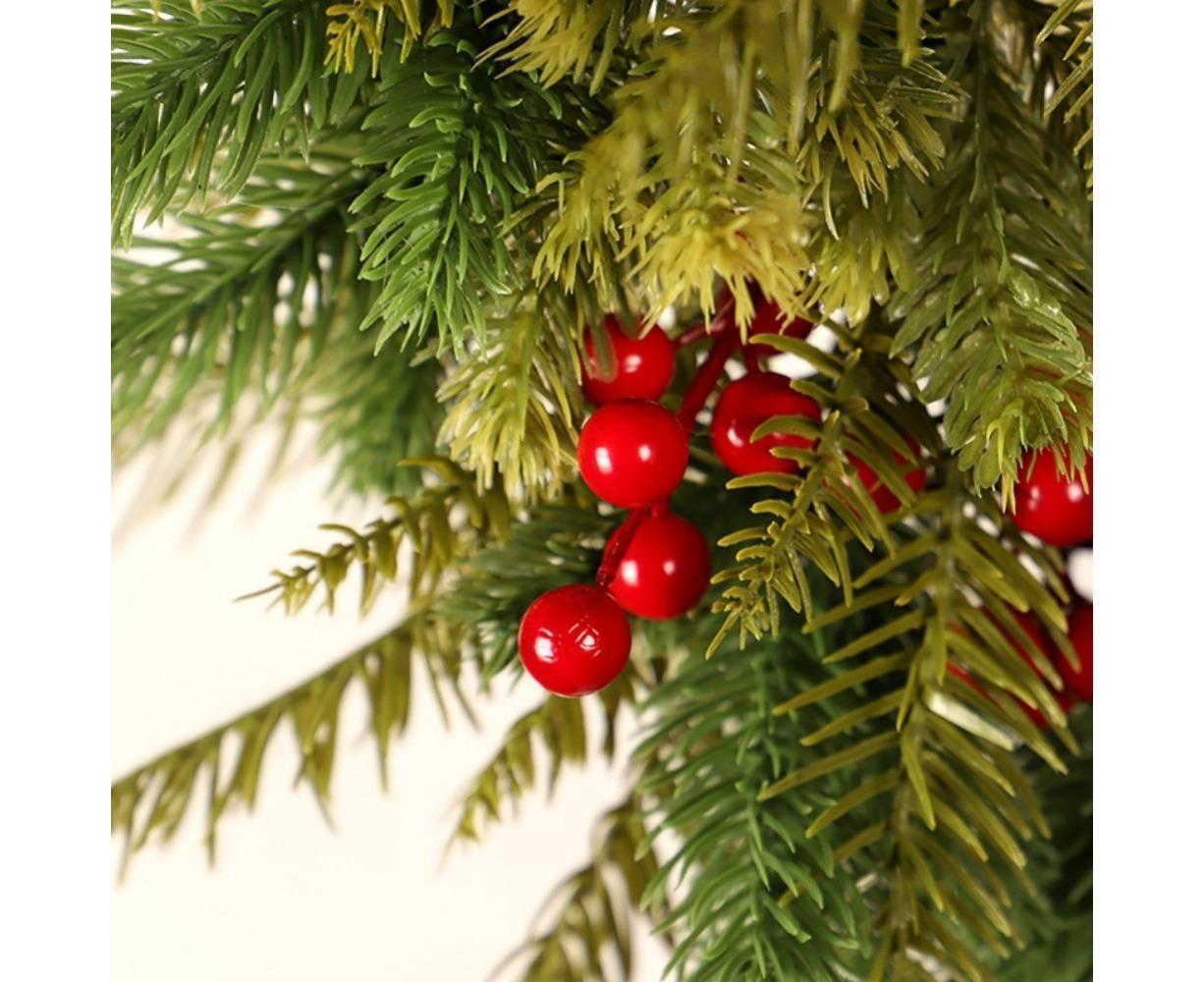 Christmas Wreaths for Front Door Xmas Art Decorations Thanksgiving Day Indoor Outdoor Home Decorative Wreath Three Red Flowers Pine Cones - 40 * 40 * 5cm - Image 2