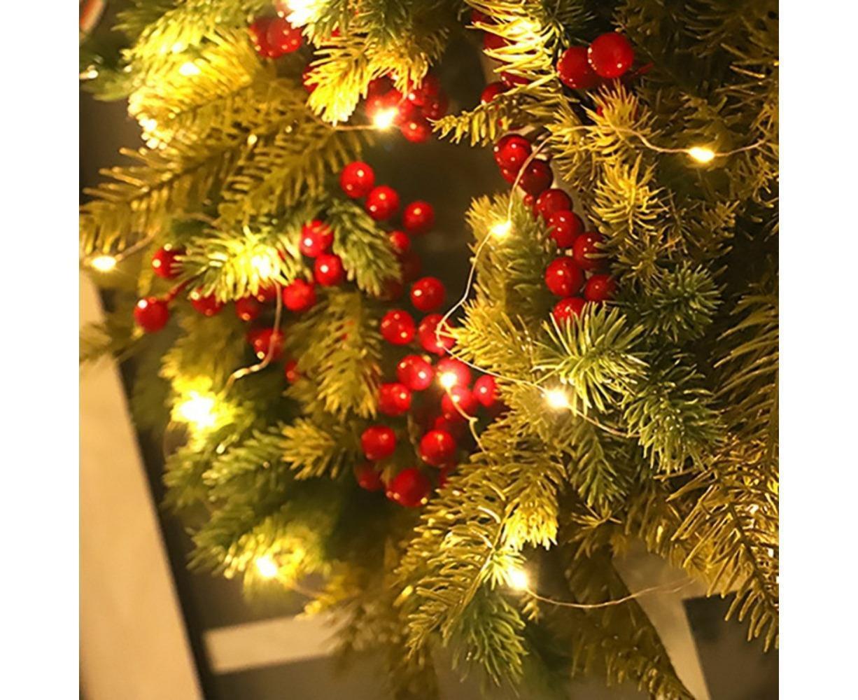 Christmas Wreaths for Front Door Xmas Art Decorations Thanksgiving Day Indoor Outdoor Home Decorative Wreath Three Red Flowers Pine Cones - 40 * 40 * 5cm - Image 8