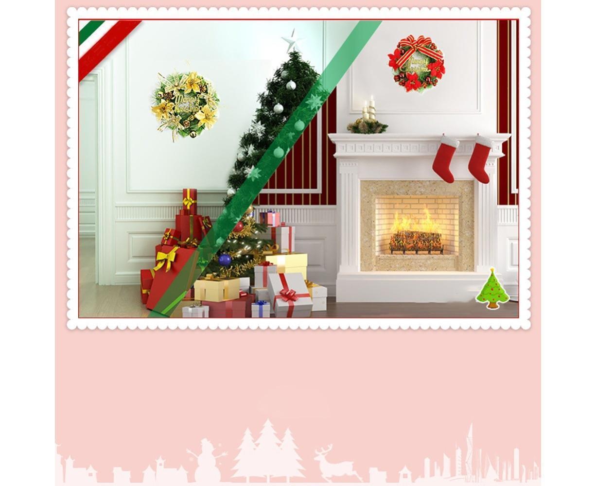 Christmas Wreaths for Front Door, Artificial Christmas Door Wreath with Christmas Ball Bow, Christmas Decorations - Gold - 30cm - Image 3
