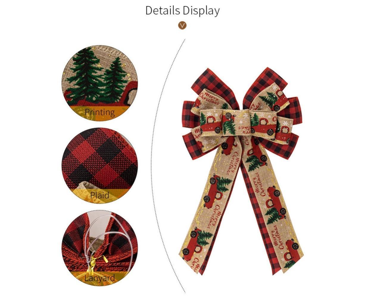 Fall Bow Wreath Thanksgiving Wreath Burlap Bow Fall Orange Pumpkin Wreath Bow Decor Buffalo Plaid Bow Tree Topper for Indoor Outdoor 1PCS - Image 2