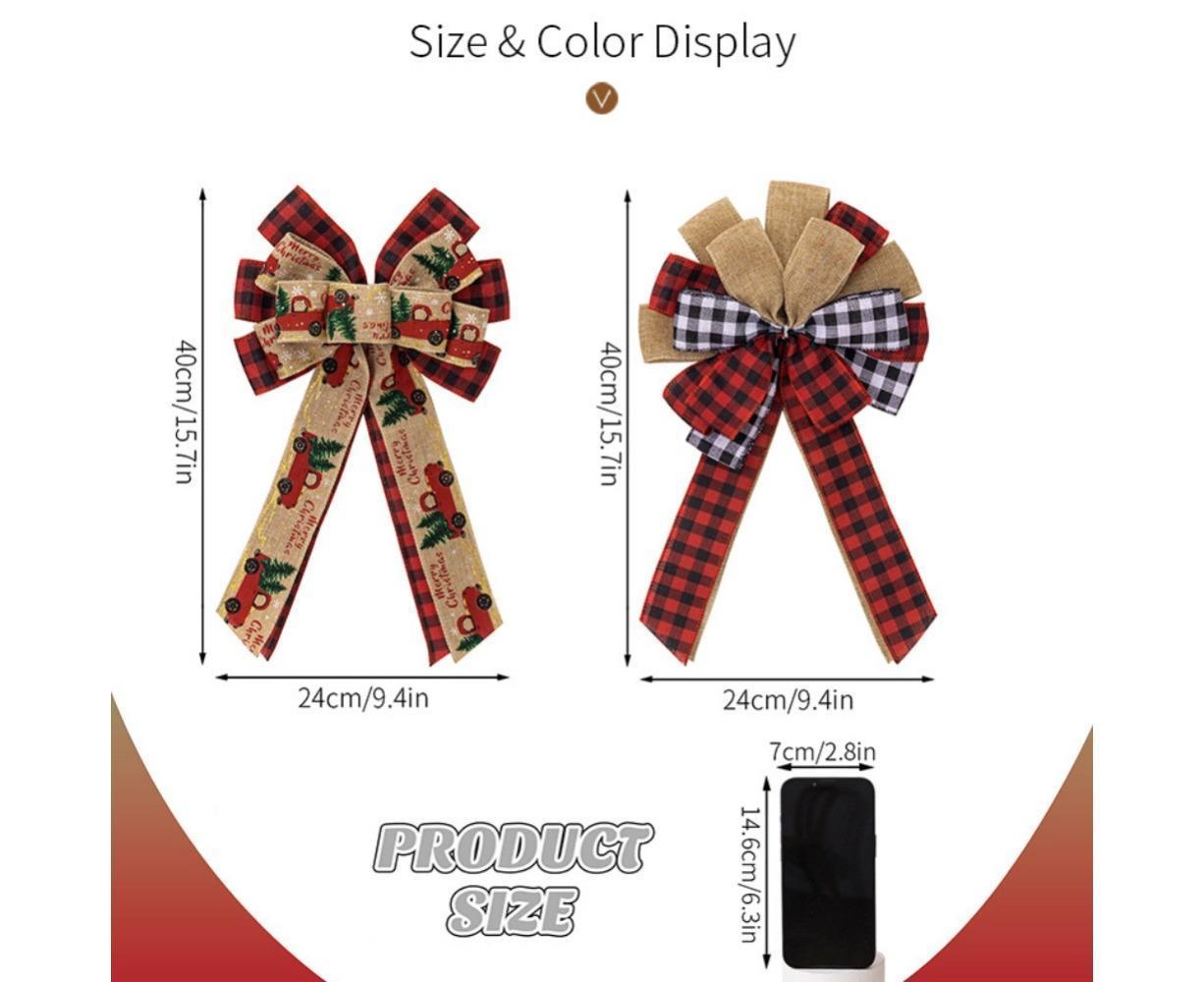 Fall Bow Wreath Thanksgiving Wreath Burlap Bow Fall Orange Pumpkin Wreath Bow Decor Buffalo Plaid Bow Tree Topper for Indoor Outdoor 3PCS - Image 2