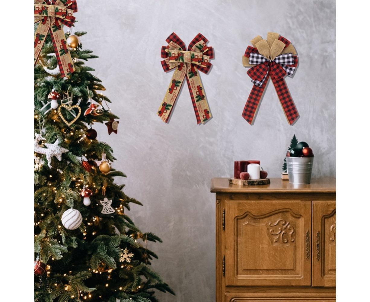 Fall Bow Wreath Thanksgiving Wreath Burlap Bow Fall Orange Pumpkin Wreath Bow Decor Buffalo Plaid Bow Tree Topper for Indoor Outdoor 3PCS - Image 5
