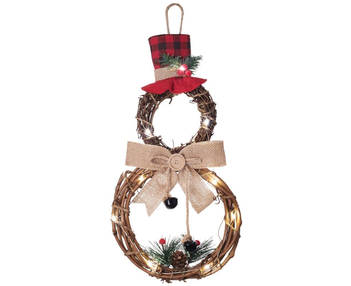 Lighted Christmas Wreath Decoration, Grapevine Wreath for Front Door Home Garden Wall Decor - Image 1