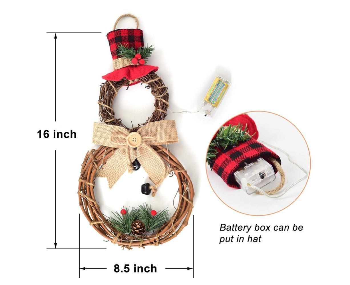 Lighted Christmas Wreath Decoration, Grapevine Wreath for Front Door Home Garden Wall Decor - Image 2