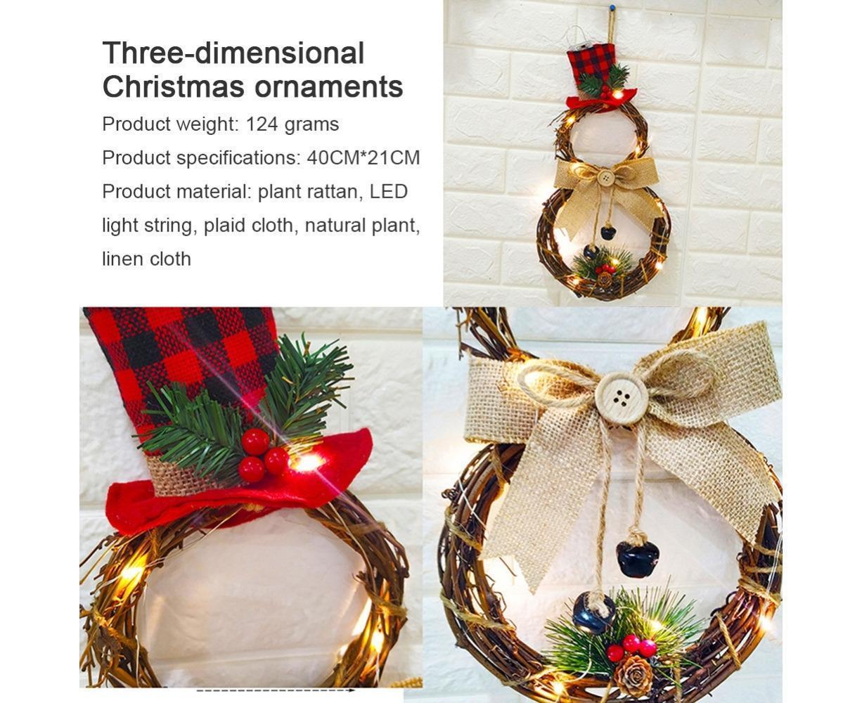 Lighted Christmas Wreath Decoration, Grapevine Wreath for Front Door Home Garden Wall Decor - Image 3