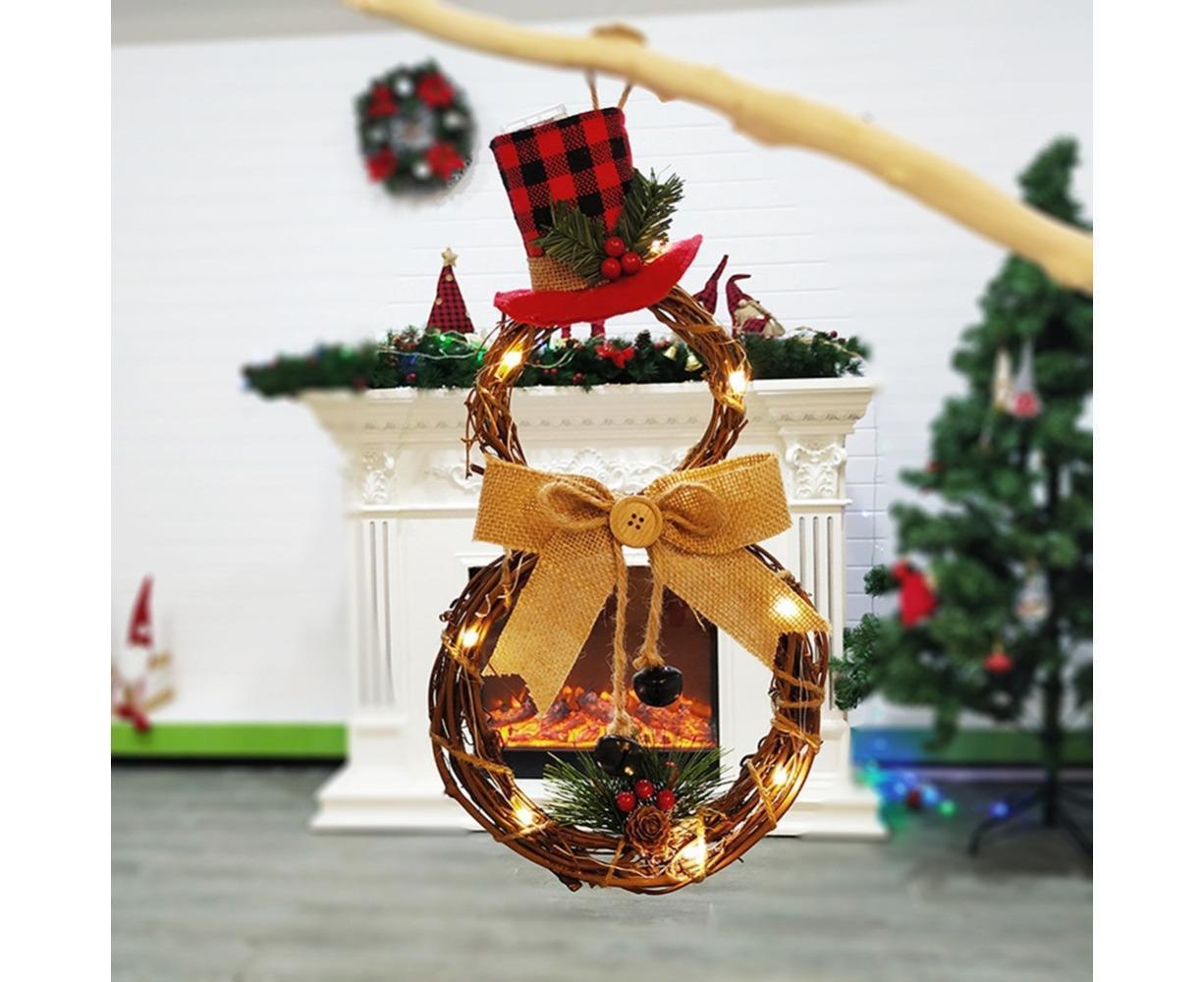 Lighted Christmas Wreath Decoration, Grapevine Wreath for Front Door Home Garden Wall Decor - Image 5