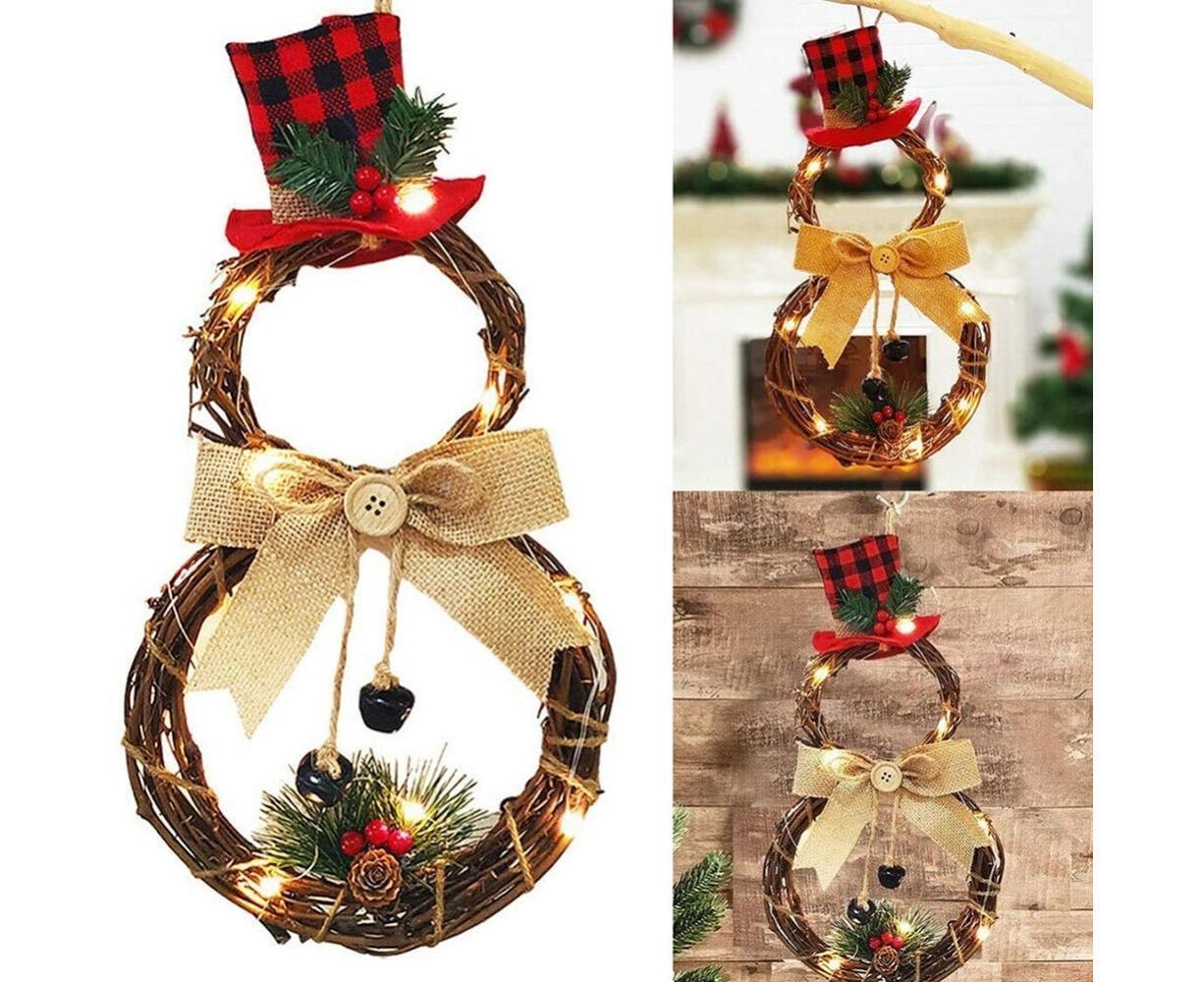 Lighted Christmas Wreath Decoration, Grapevine Wreath for Front Door Home Garden Wall Decor - Image 7