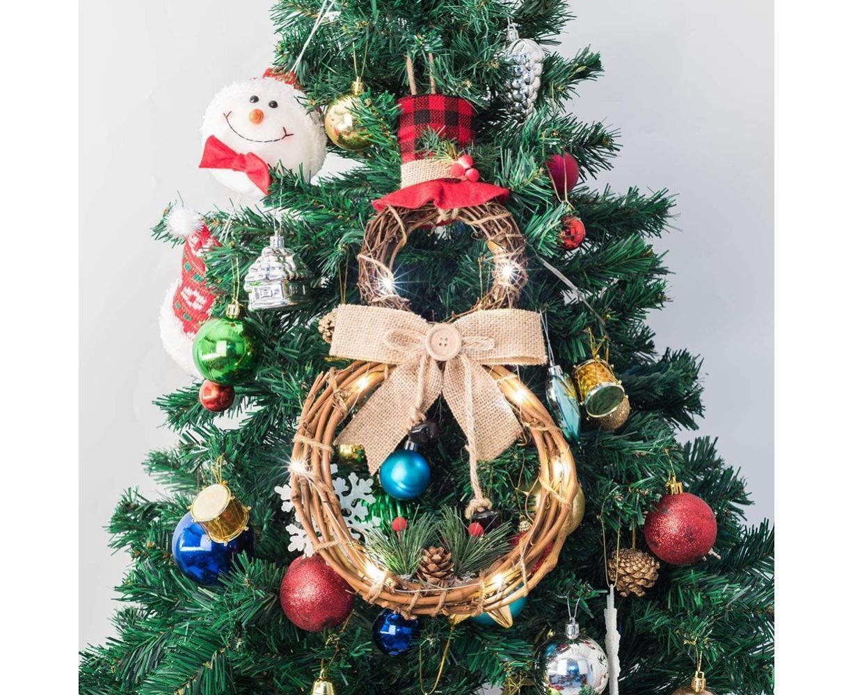 Lighted Christmas Wreath Decoration, Grapevine Wreath for Front Door Home Garden Wall Decor - Image 8