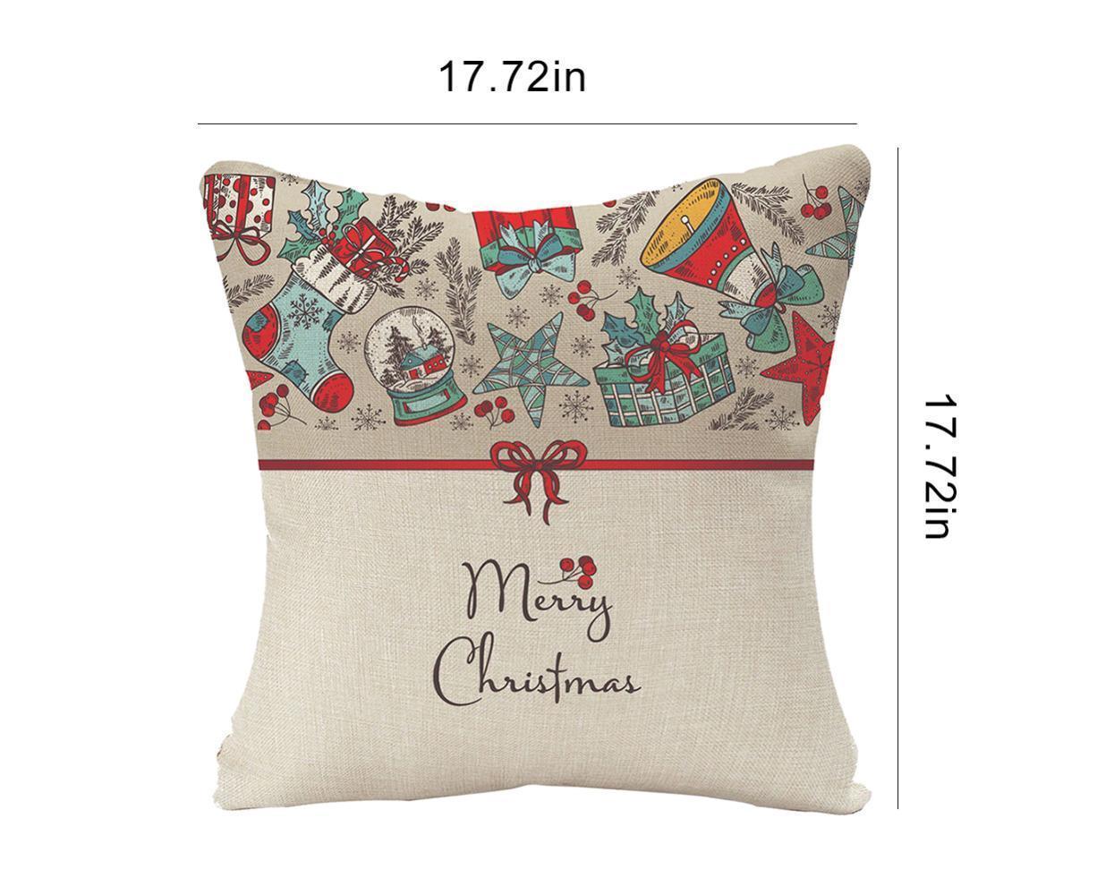 Merry Christmas Throw Pillow Covers 18x18 Inch, Xmas Trees Decorative Cushion Cases for Home Decoration - Navy Blue - Image 2