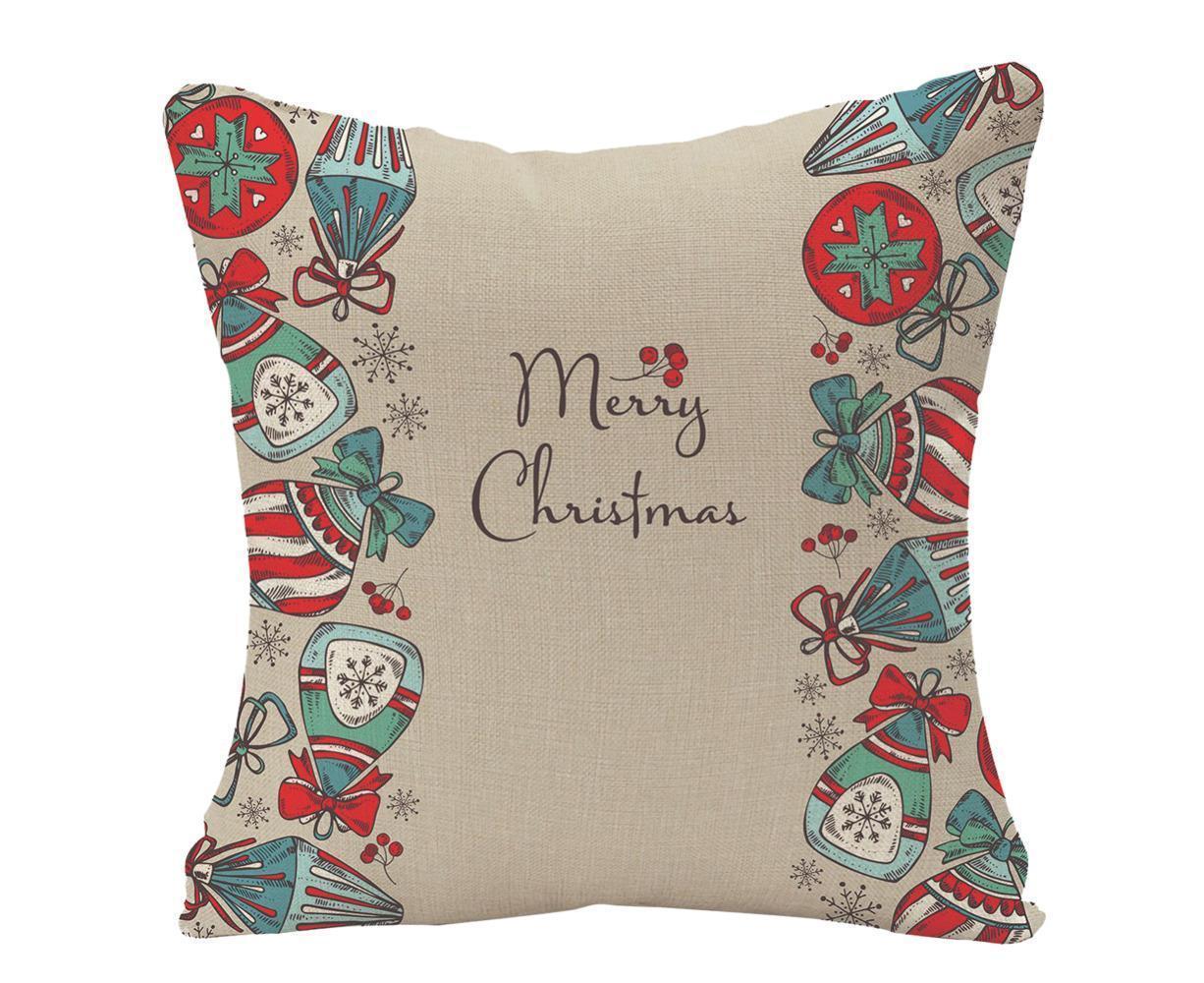 Merry Christmas Throw Pillow Covers 18x18 Inch, Xmas Trees Decorative Cushion Cases for Home Decoration - White - Image 1