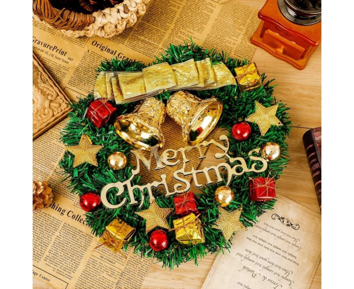 Merry Christmas Wreath 12 Inch Christmas Decorations Front Door Wreath Ornament Wall Artificial Pine Garland for Christmas Party Decor - 30CM - Image 7
