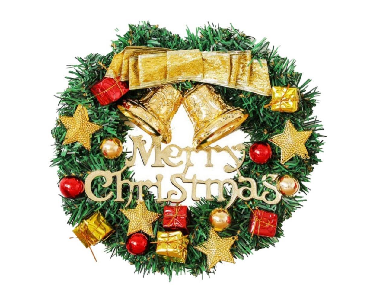 Merry Christmas Wreath 12 Inch Christmas Decorations Front Door Wreath Ornament Wall Artificial Pine Garland for Christmas Party Decor - 30CM - Image 8