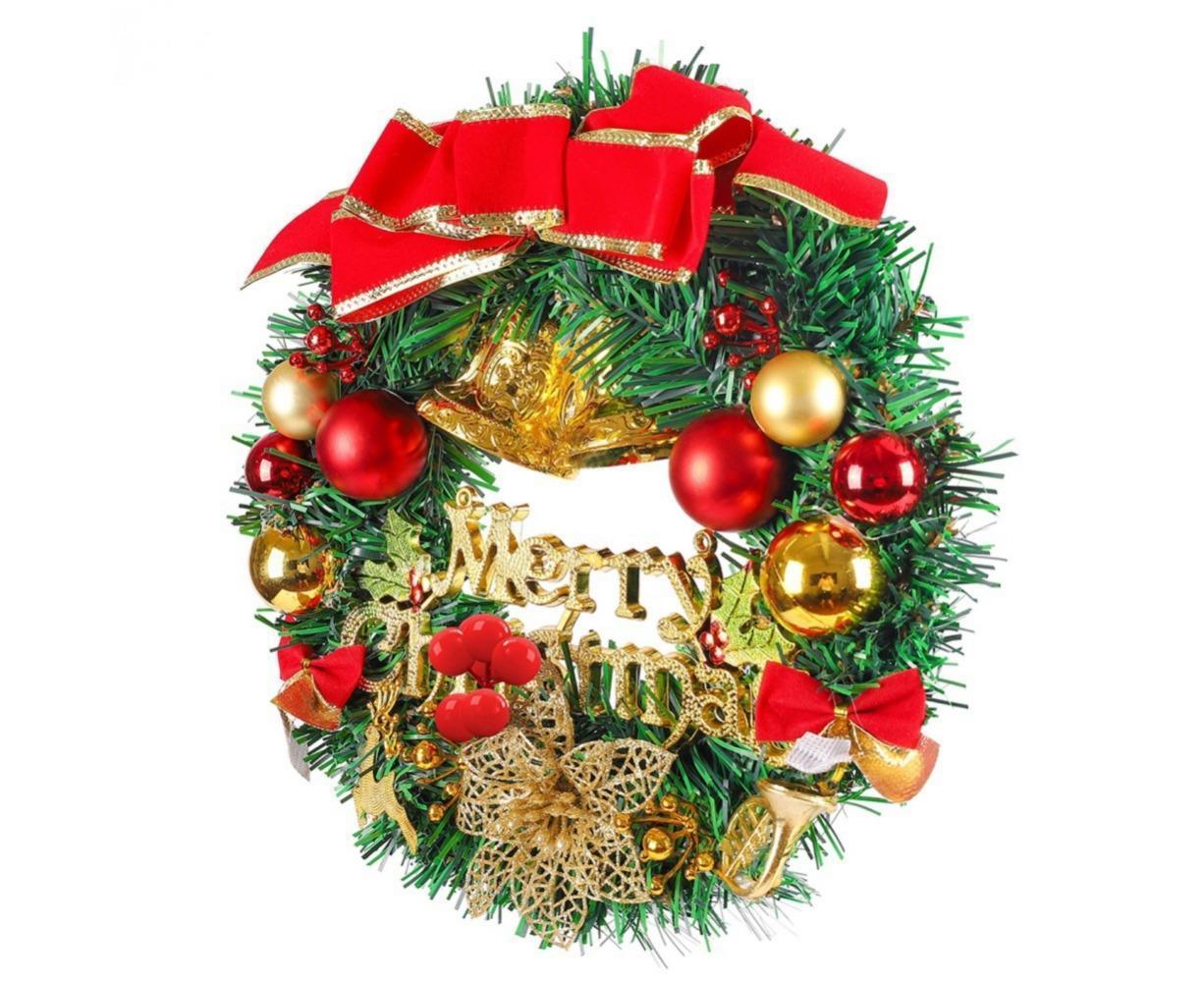 Merry Christmas Wreath 12 Inch Christmas Decorations Front Door Wreath Ornament Wall Artificial Pine Garland for Christmas Party Decor - 30CM - Image 8
