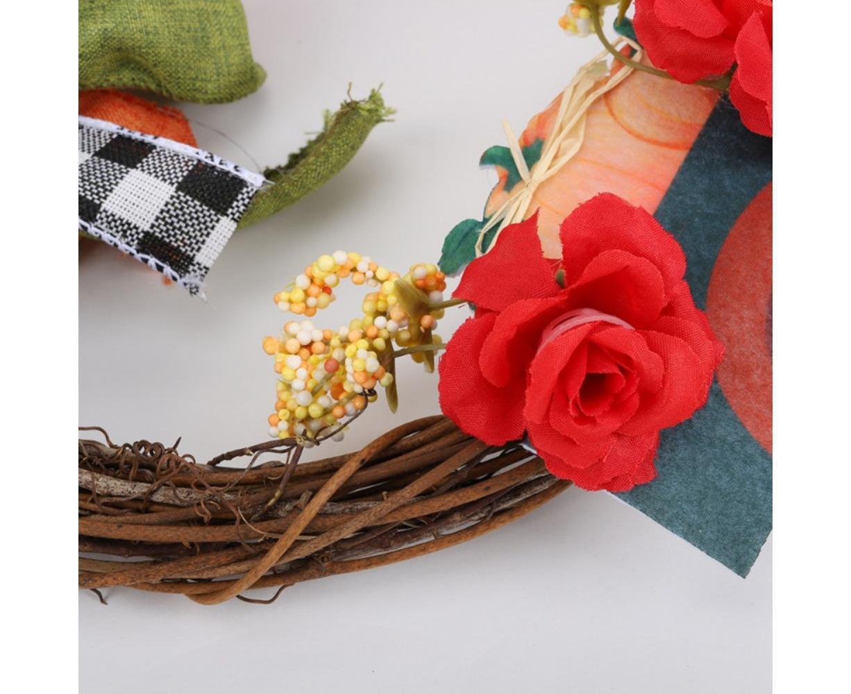 Red Truck Christmas Wreath Fall Eucalyptus Christmas Door Wreath Truck Autumn Wreath Decorations Window Front Door Decoration Wall Hanging Sign - Image 2