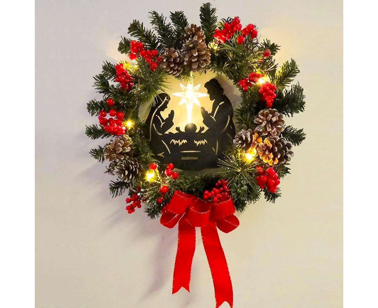 30cm Christmas Wreath for Nativity Scene, Christmas Decorations, Artificial Christmas Wreath - Image 4