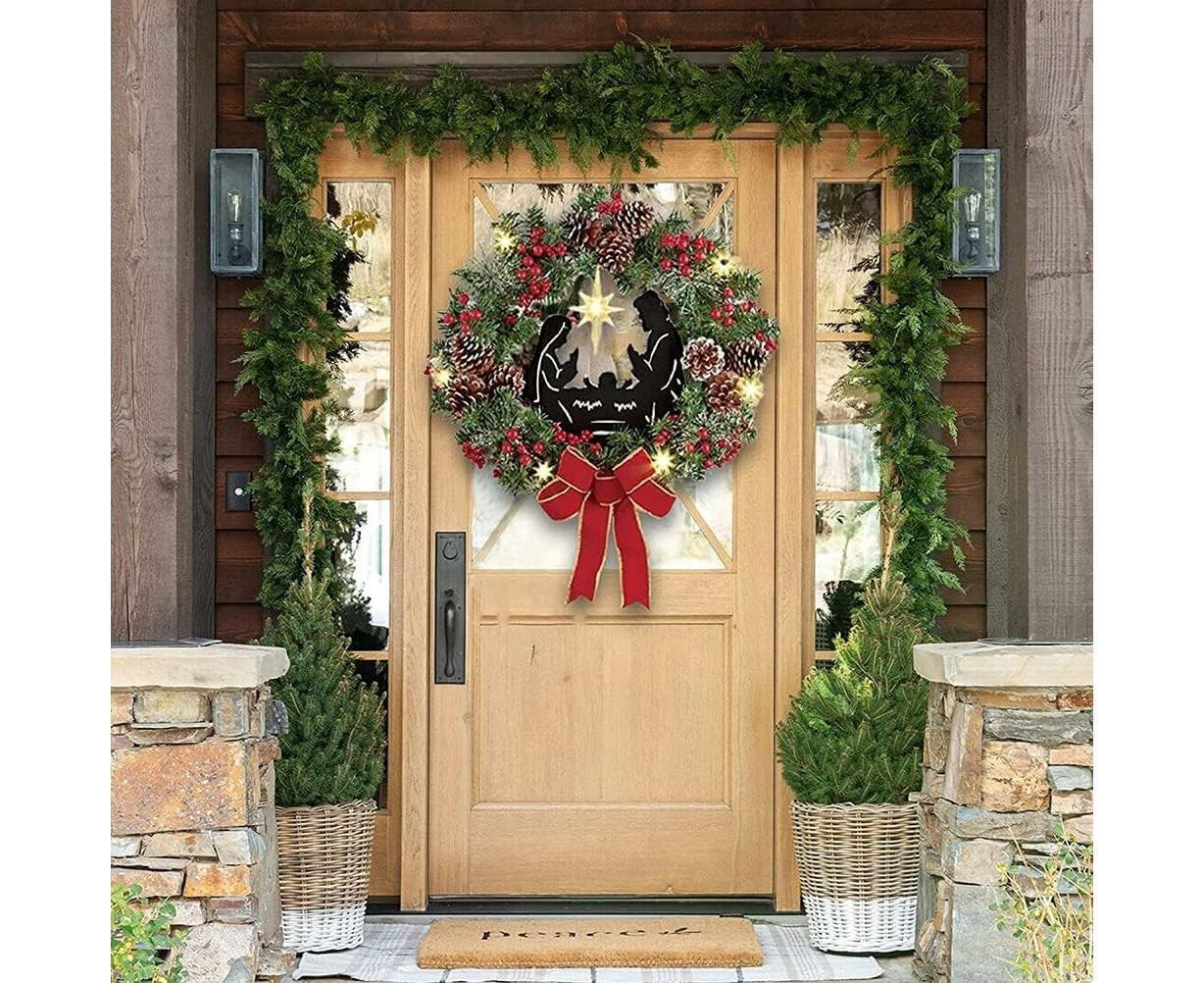 30cm Christmas Wreath for Nativity Scene, Christmas Decorations, Artificial Christmas Wreath - Image 6