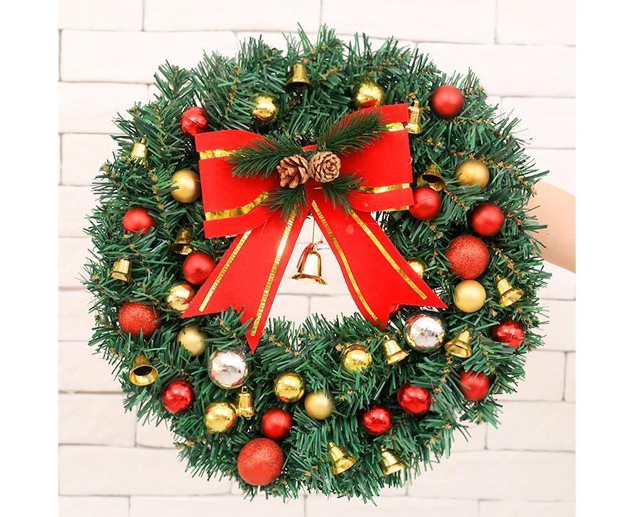 30cm Christmas Wreath with Lights, Christmas Decorations, Artificial Christmas Garland - Image 1