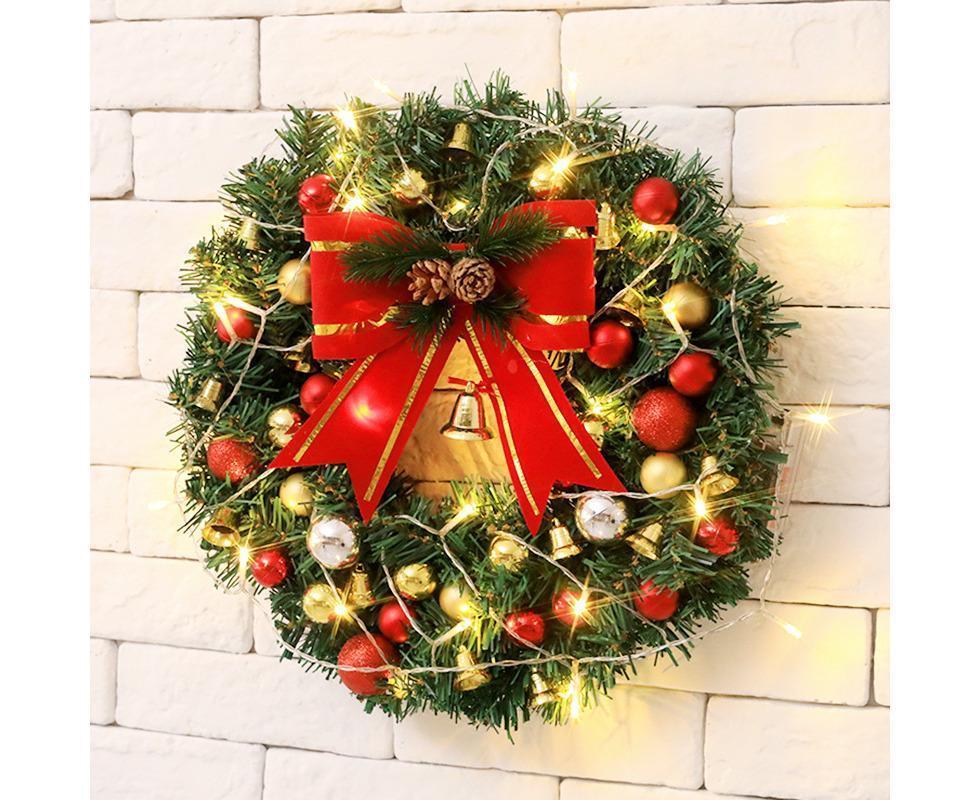 30cm Christmas Wreath with Lights, Christmas Decorations, Artificial Christmas Garland - Image 2