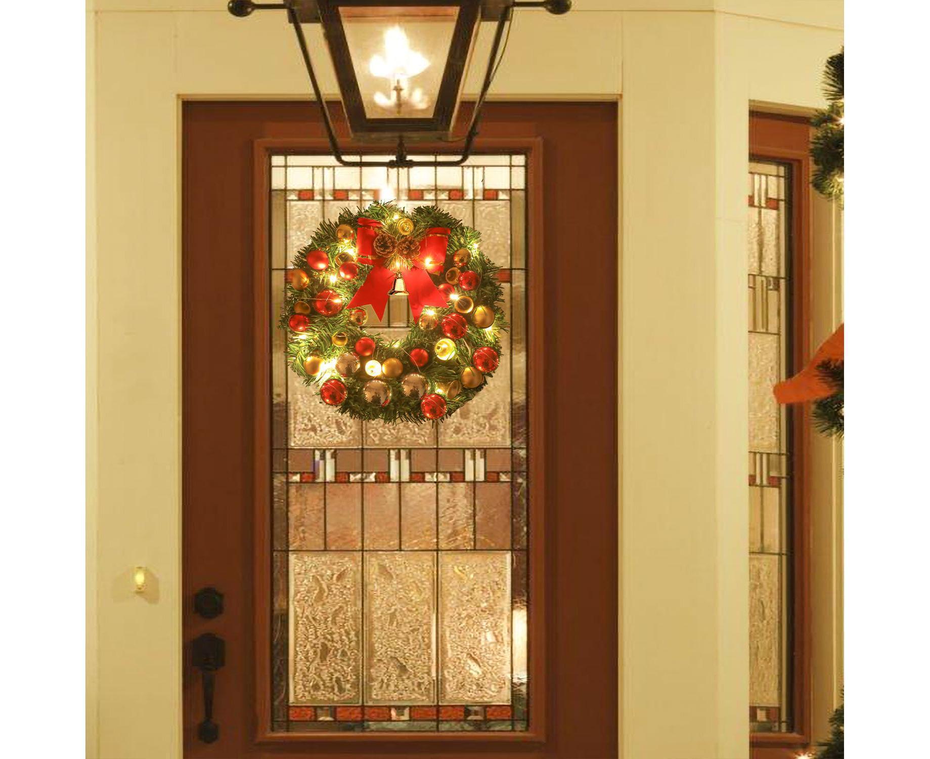 30cm Christmas Wreath with Lights, Christmas Decorations, Artificial Christmas Garland - Image 5